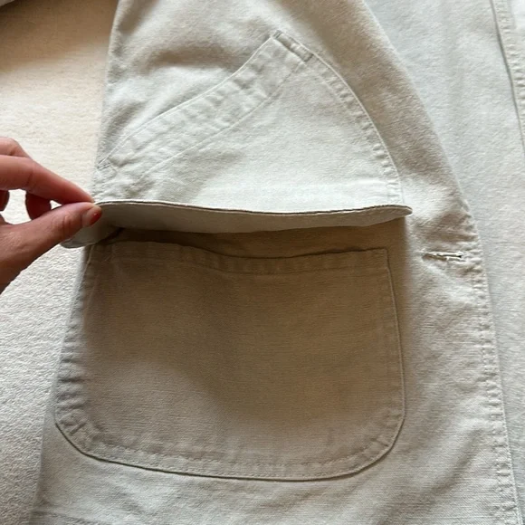 Vintage L.L. Bean Tan Canvas Barn Women’s Jacket Fleece Removable Lining Small - Picture 3 of 7